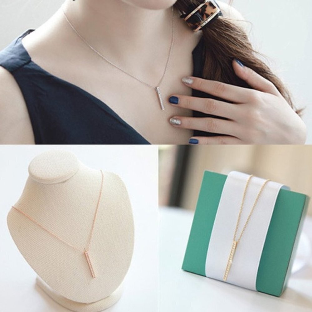 Dainty minimalist bar necklace pendant jewelry fashion rose yellow gold new